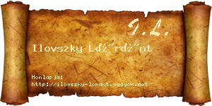 Ilovszky Lóránt névjegykártya